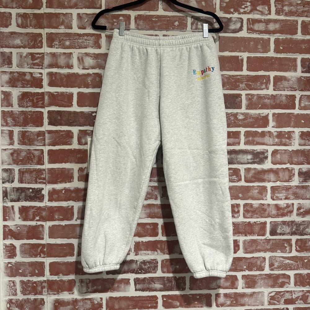 Mayfair Group Empathy Always Sweatpants Heather Gray Embroidered Women M/L